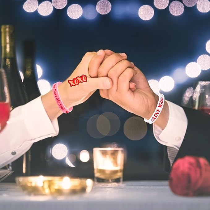 40Pcs Valentine's Day Bracelets with Temporary Tattoos Party Favors Kids for Women Men Girls Boys