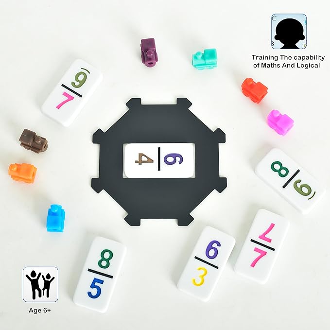 Doublefan Mexican Train Dominoes with Color Numbers,Double 12 Numerical Domino Game, Chicken Foot Dominoes Set with Aluminum Case, 91 Tiles Domino(2-10 Player