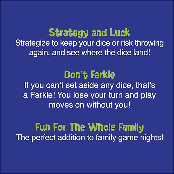 PlayMonster Farkle Classic Dice Game – Premium Kids Games, Dice Games, Family Games, Travel Games, Adult Games, Board Games, Dice Cup, Dice Set, Farkle Score Sheets Included, Ages 8+
