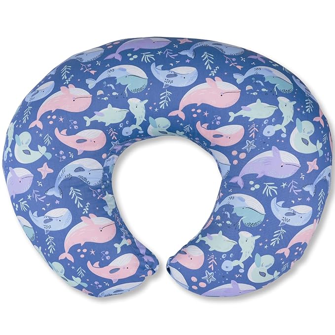 Nursing Pillow, Breastfeeding Pillows with Standard Size Removable Cover, Breast Feeding Pillow with Breathable Filling, Ergonomic Nursing Essentials for Bottle and Breastfeeding- Whale