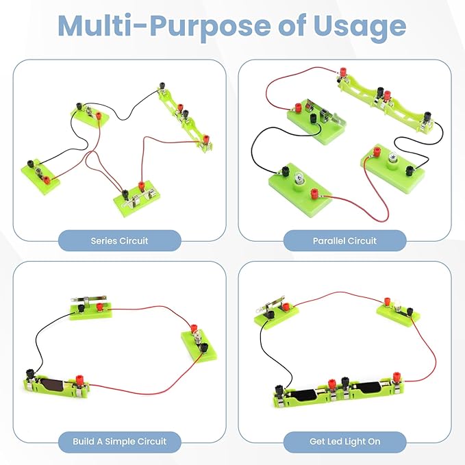 32 Pcs Learning Circuit Kit, Physics Electrical Experiment Box, Basic Electric Circuit Laboratory for Learning Series and Parallel Circuit