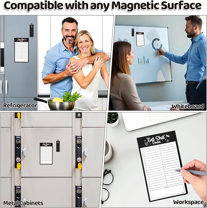 2 Pack Grocery List Magnet Pad for Fridge with Pen Holder, Total 120 Sheets Magnetic Note Pad for Fridge Full Back Magnet Shopping List, To Do List, Memo Notepads, 4.5x7.5"(Simple Style)