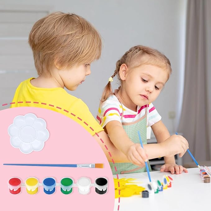 16pcs Valentines Day Gifts Cards for Kids Class Valentine Exchange Classroom Gifts School Party Favors Watercolor Acrylic Paint Kit Set Valentines with Drawing Canvas Palette Brush Wishes Stickers