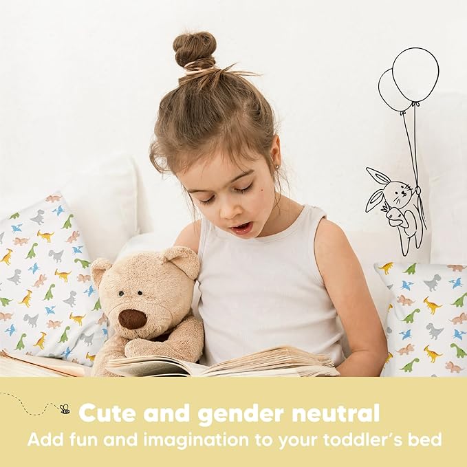 Toddler Pillow with Pillowcase - 13x18 My Little Dreamy Pillow, Organic Cotton Toddler Pillows for Sleeping, Kids Pillow, Travel Pillows, Mini Pillow, Nursery Pillow, Toddler Bed Pillow (Roarsome)