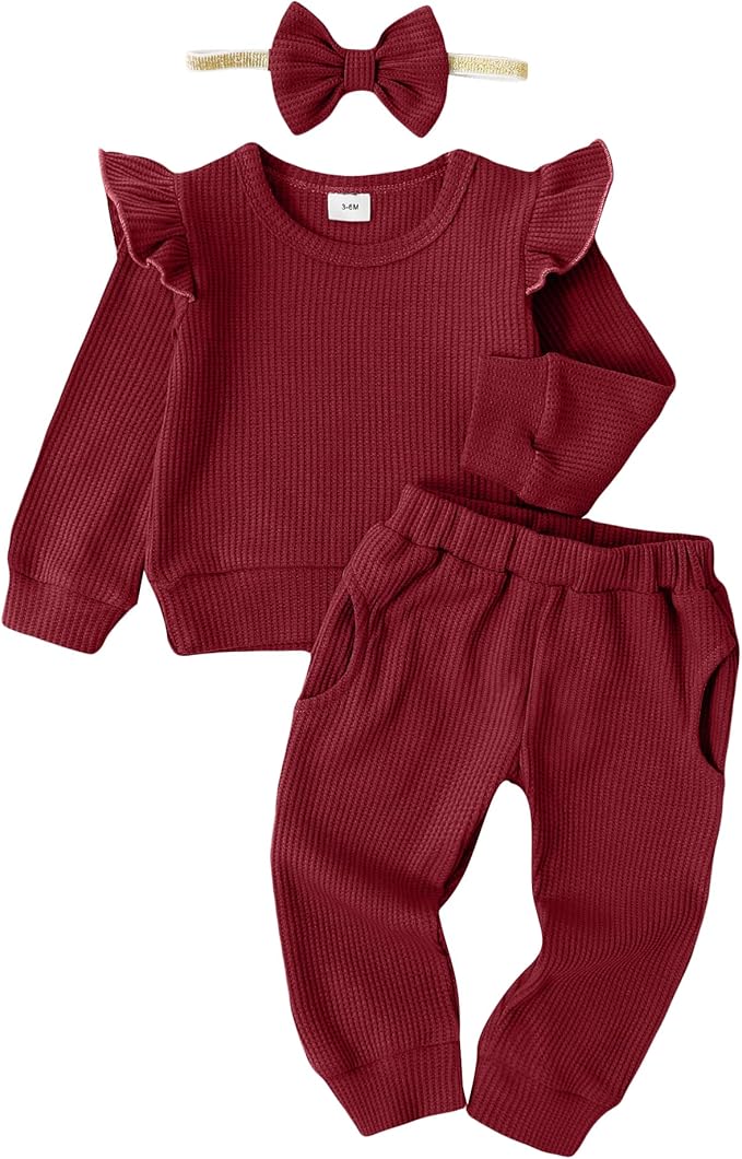 Mioglrie Baby Girl Clothes Infant Toddler Girls Fall Winter Outfits Sweatshirts Clothing Set 3 6 12 18 24 Month 2T 3T