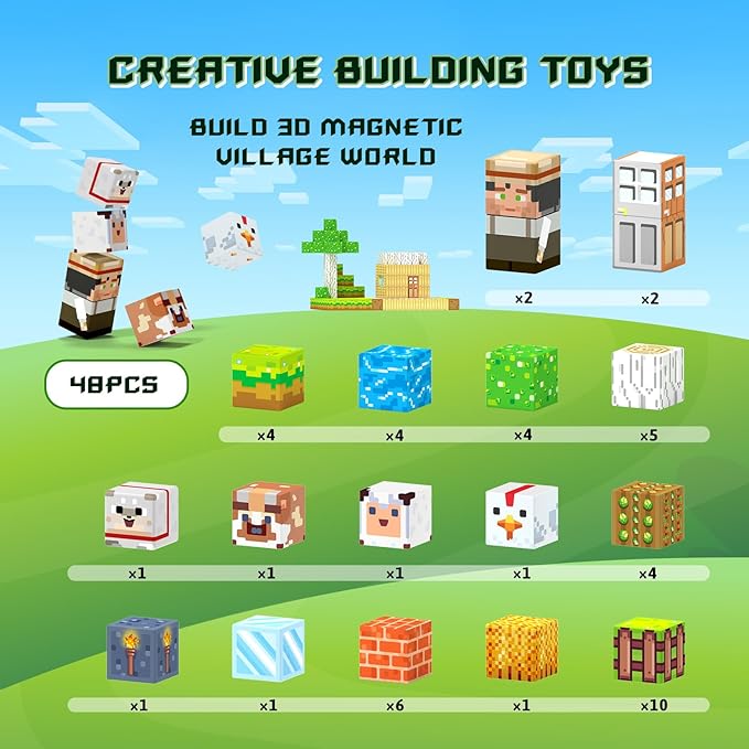 Magnetic Blocks, Magnetic Building Blocks for Kids Toys, Creative Preschool Sensory Autism Magnet Toys for Ages 3-5 5-7 8-13,Christmas Birthday for 3+ Years Old Girls & Boys