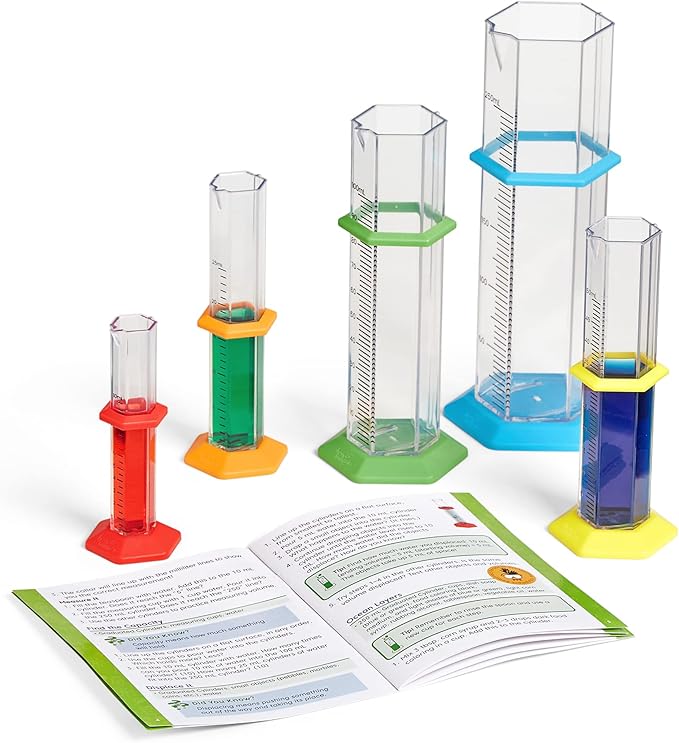 hand2mind Starter Science Graduated Cylinder Set, Science Lab Equipment Kids, Measuring Toys for Kids, Educational Science Kits, Kids Chemistry Set, Science Supplies for Classroom (Set of 5)