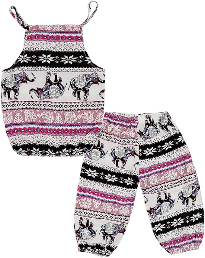 Baby Girls Boho Elephant Tops Harem Pants 2 Piece Outfits