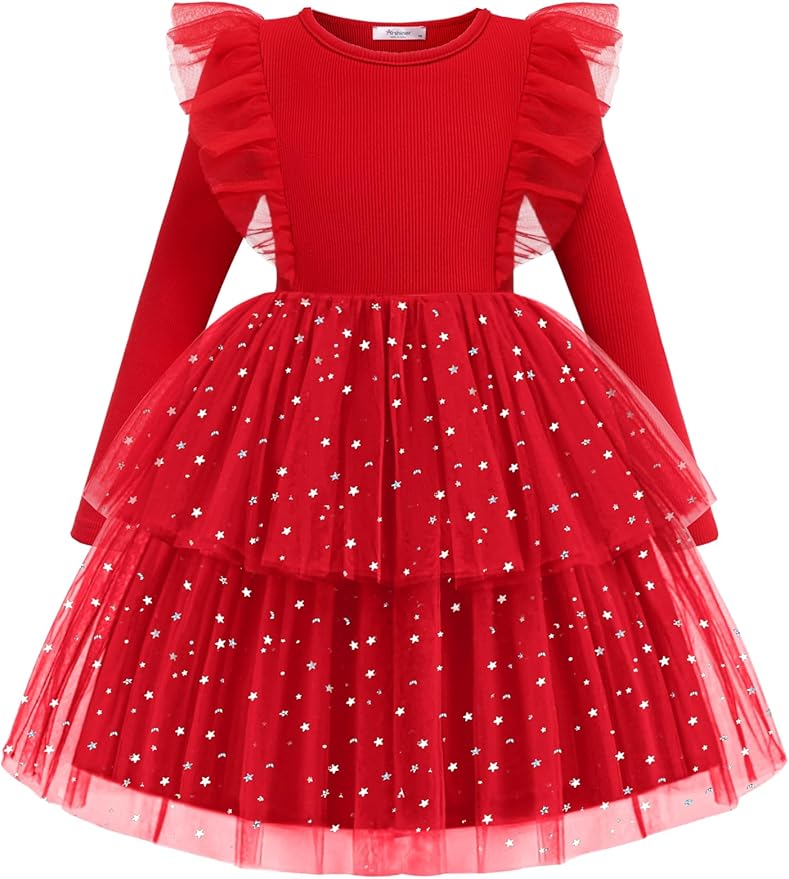 Arshiner Toddler Dress Baby Girls Tutu Tiered Formal Party Sequin Tulle Dresses Fall Winter Clothes for 1-6 Years