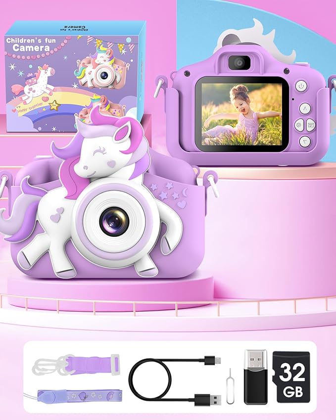 Kids Camera for 3-8 Years Old Toddlers Childrens Boys Girls Selfie Camera 20.0 MP HD 1080P IPS Screen Dual Digital Toy Camera for Kids Christmas Birthday Gifts