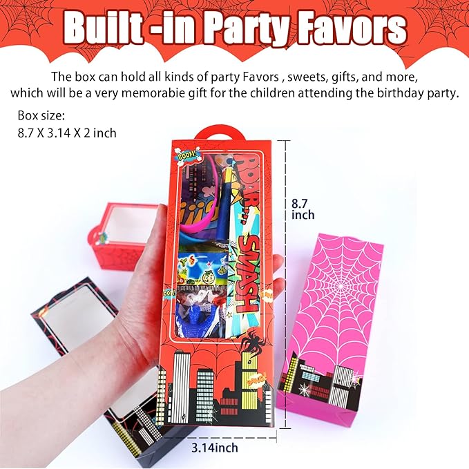146Pcs Hero Party Favors for Kids, Goodie Box Stuffers Include Mini Notebooks Slap Bracelets Keychain Blowing Dragon Stickers Sticky hands Toy, for Carnival Classroom Prizes Birthday Party Gifts