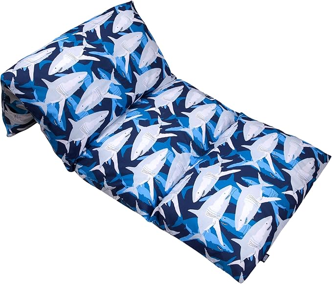 Wildkin Kids Floor Lounger: Ideal for Boys and Girls, Travel-Friendly, Perfect for Sleepovers - Pillow Lounger for Kids, Requires Standard Size Pillows Not Included (Sharks)