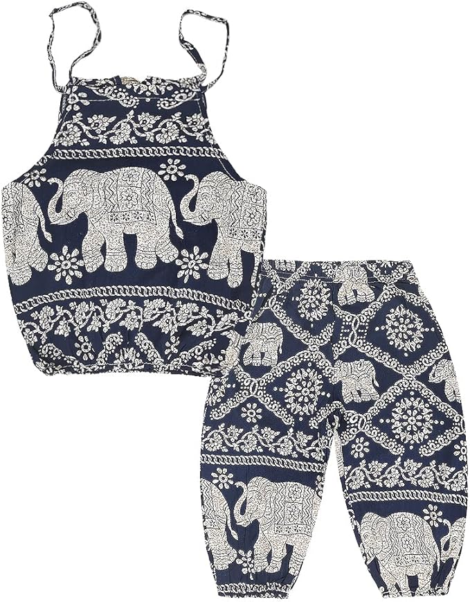 Baby Girls Boho Elephant Tops Harem Pants 2 Piece Outfits