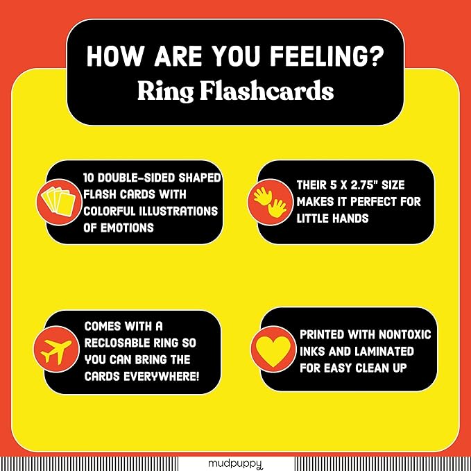 Mudpuppy How Are You Feeling? — Shaped Flashcards 10 Durable Double Sided Animal Emotion Cards And Reclosable Ring With Colorful Art For Ages 1+ Great For Preschool Or Travel For Teachers And Parents
