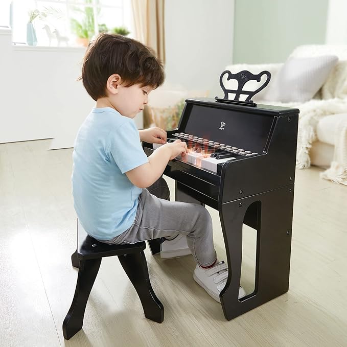 Hape Learn with Lights Black Piano with Stool