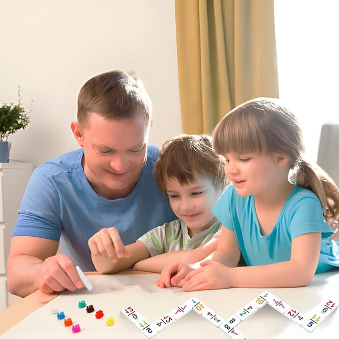 Mexican Train Dominoes Set Numbers, Double 12 Dominoes Set with 91 Colored Tiles and Protable Case, Travel Number Domino Set for Kids, Adults Family Board Team Games