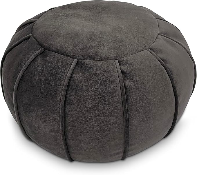 Louis Donné Unstuffed Ottoman Pouf Cover, Eco-Friendly Fabric Pouf Ottoman Floor Chair with Storage Solution for Bedroom, Round Foot Stools for Seating Poufs for Living Room Camper(Dark Brown)