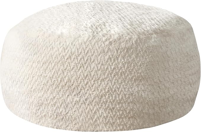 5ft Bean Bag Chairs for Adults Large Beanbag Chair with Chevron Plush Fur Cover Big Bean Bag Chair for Living Room Bedroom Dorm Office - White (50” x 50” x 24”)