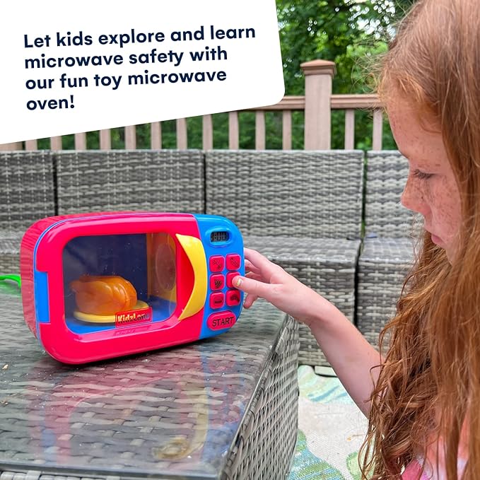 Kidzlane Toy Microwave | Kids Microwave Toy Oven | Play Microwave for Kids and Toddlers | Microwave Kitchen Playset | Pretend Play Cooking Toys Accessories for Girls and Boys