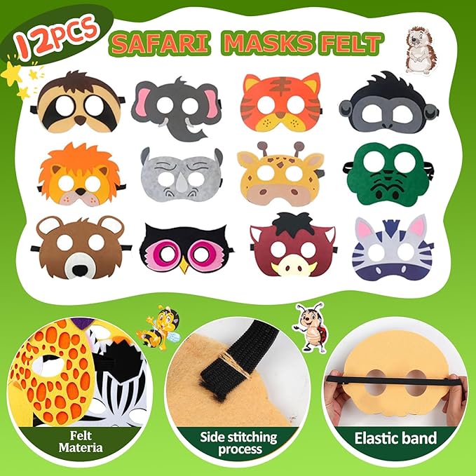 158 pcs Safari Party Favors for 12 kids ,Jungle Safari Birthday Party Supplies, Wild Animal Goodie Bags ,Safari Birthday Decorations Gift Bag Fillers Pinata Stuffers, Wild Animals Themed Party Toys