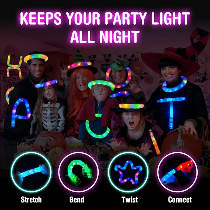 168Pcs LED Glow Sticks Pop Tubes Pack - Valentines Day Light up Party Favors for Kids 4-8 8-12, Toddlers Goodie Gift Bag Stuffer Fillers, Neon Party Decorations Toys Gifts for Birthday Halloween Dance