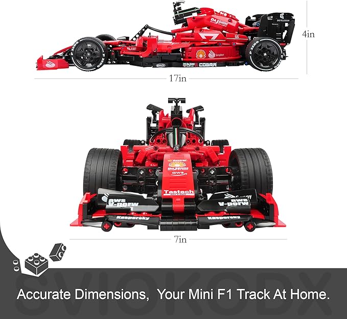 F1 Racing car technic Building Sets,Formula 1 Model Cars ,1:12 MOC Sports car Building Blocks,Collectible Kits for Kids 8+ and Adults (red)(1392 Pieces Bricks)