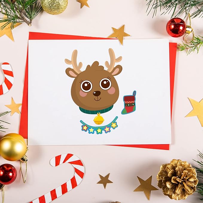 48 Pcs Make Your Own Christmas Sticker Sheets Make A Face Sticker Christmas Stickers for Kids Home Classroom Party Favor Art Craft School Rewards