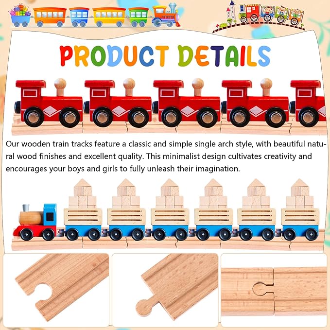 16 Pcs Straight Wooden Tracks Expansion Wood Train Track Connectors and Adapters Male Male Female Female Train Track Accessories Wood Train Track Pieces Train Bridge for Most Major Toy Trains Railway