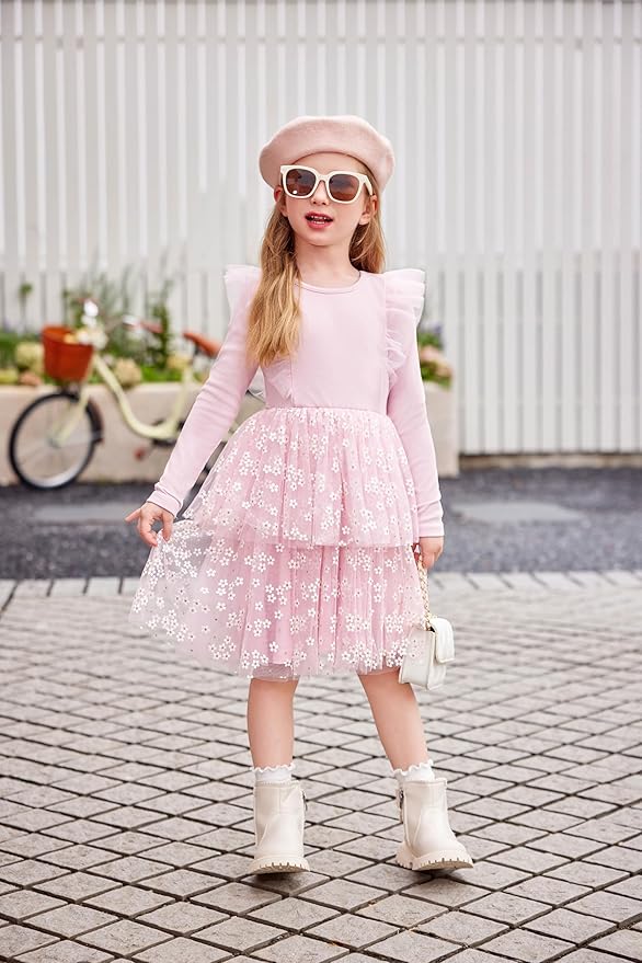Arshiner Toddler Dress Baby Girls Tutu Tiered Formal Party Sequin Tulle Dresses Fall Winter Clothes for 1-6 Years