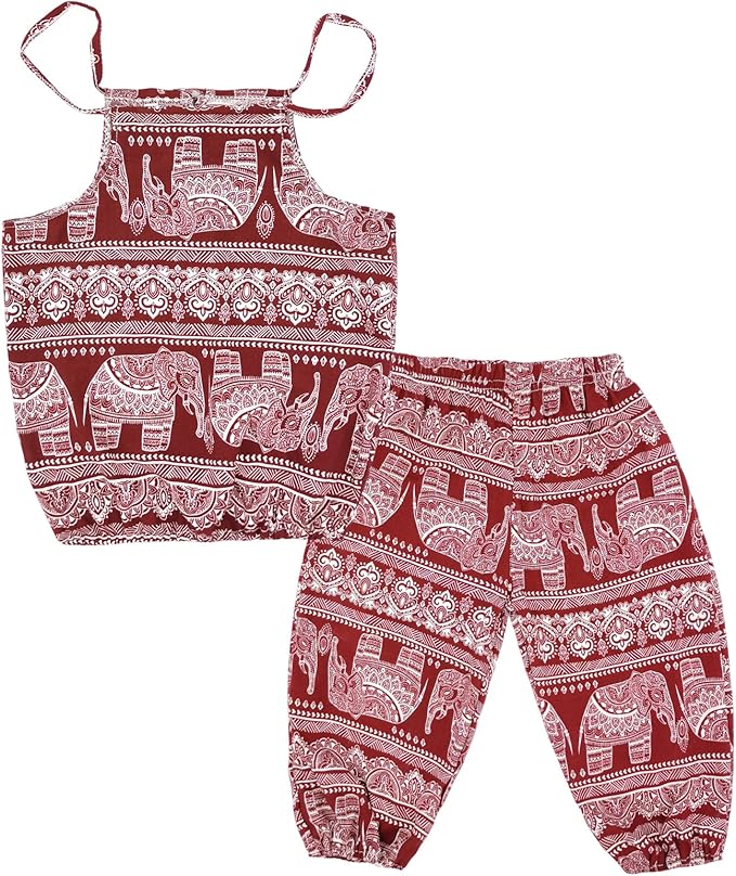 Baby Girls Boho Elephant Tops Harem Pants 2 Piece Outfits