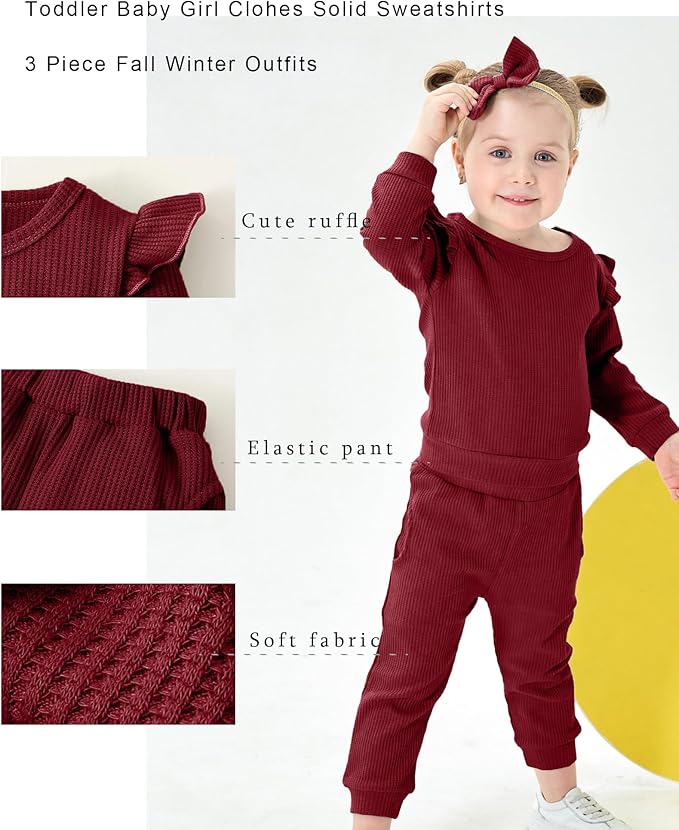 Mioglrie Baby Girl Clothes Infant Toddler Girls Fall Winter Outfits Sweatshirts Clothing Set 3 6 12 18 24 Month 2T 3T