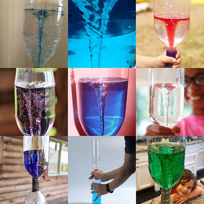 25 Pieces Tornadoes in A Bottle, Plastic Tornado Bottle Connector Cyclone Tube Vortex Connector for Scientific Experiment, 5 Colors