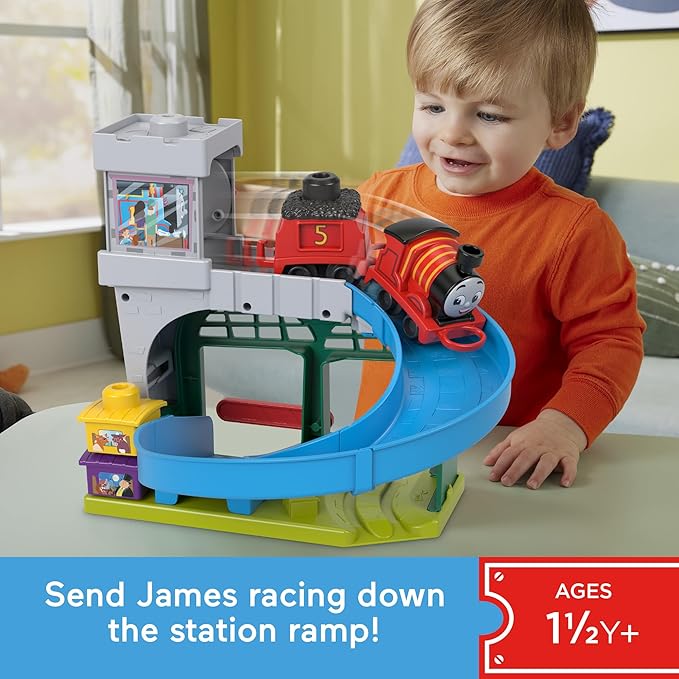 Thomas & Friends Toddler Toy My First Knapford Station Train Playset with Stack & Wobble Cargo for Kids Ages 18+ Months
