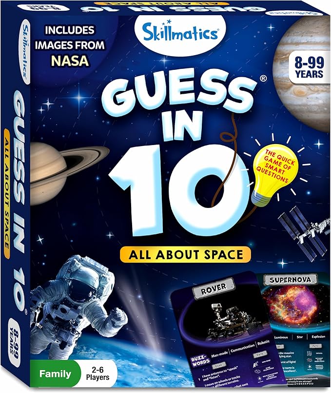 Skillmatics Card Game - Guess in 10 NASA Space, Perfect for Boys, Girls, Kids & Families Who Love Educational Toys, Travel Games, Gifts for Ages 8, 9, 10 and Up