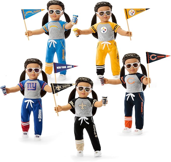 American Girl New Orleans Saints 18 inch Doll Fan Outfit and Accessories, Black and Gold, 6 pcs, Ages 6+