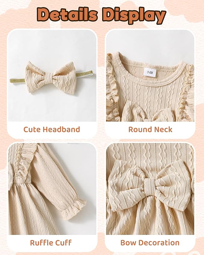 Mioglrie Baby Girl Dress Toddler Girls' Dresses 3 6 9 12 18 24 Months 2t 3t Girls Clothes Fall Winter Outfits