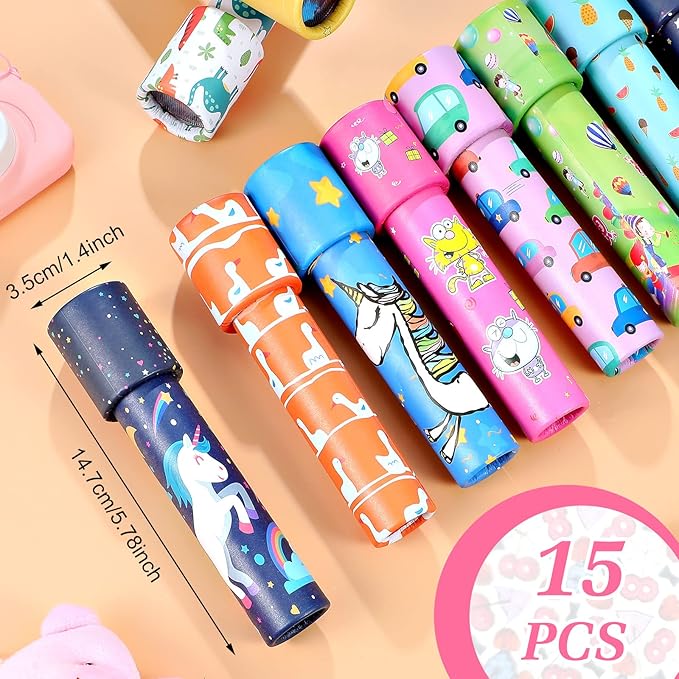 15 Pcs Classic Kaleidoscopes Kids Birthday Party Favor Old Fashioned Vintage Educational Toys Stocking Stuffers Goodie Bag Fillers for Classroom School Return Gifts Carnival Prizes (Lovely Style)