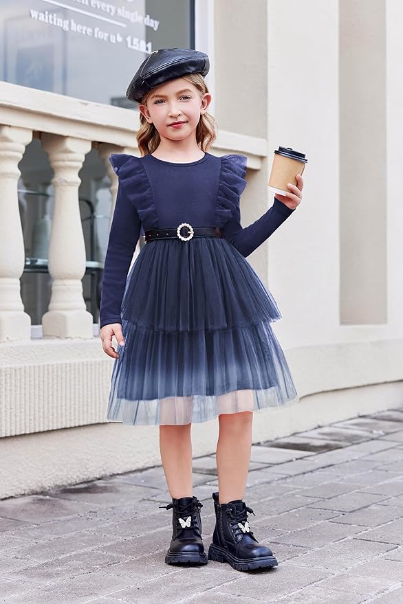 Arshiner Toddler Dress Baby Girls Tutu Tiered Formal Party Sequin Tulle Dresses Fall Winter Clothes for 1-6 Years
