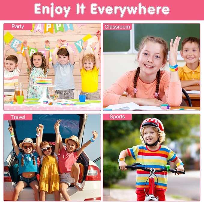 24 PCS Pop Bracelets Fidget Toys Bulk Its Bear Bracelet Kids Party Favors Fidget Toy Pack Fidgets for Classroom Prizes Birthday Goodie Bag Stuffers Sensory Toys for Girls Boys
