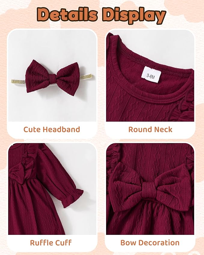 Mioglrie Baby Girl Dress Toddler Girls' Dresses 3 6 9 12 18 24 Months 2t 3t Girls Clothes Fall Winter Outfits