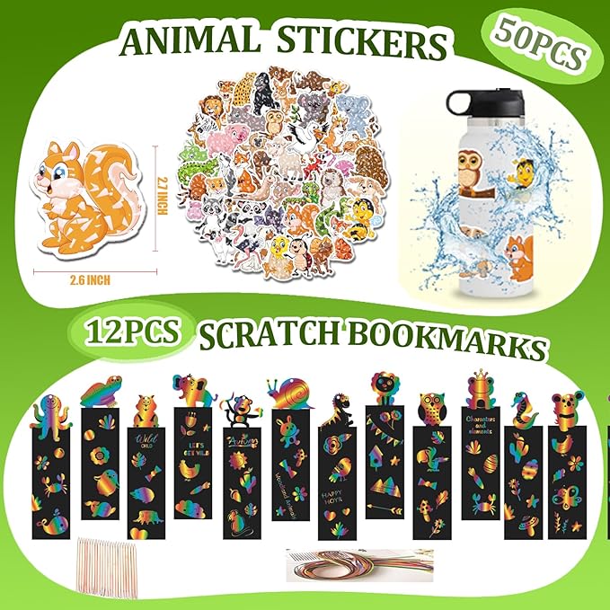 158 pcs Safari Party Favors for 12 kids ,Jungle Safari Birthday Party Supplies, Wild Animal Goodie Bags ,Safari Birthday Decorations Gift Bag Fillers Pinata Stuffers, Wild Animals Themed Party Toys