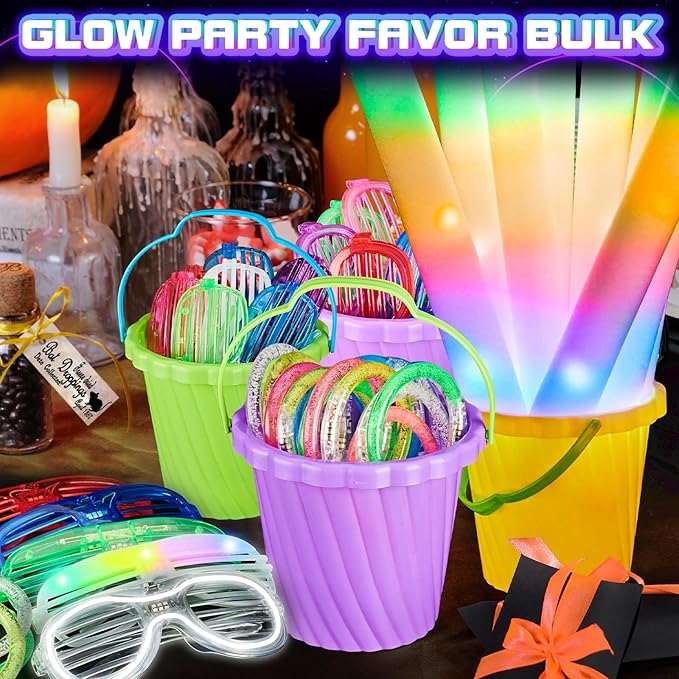 96Pcs Glow in the Dark Party Supplies for Kids & Adults, Neon Light up Glasses, Foam Glow Sticks&LED Glow Bracelets, Ideal for Birthdays Halloween Weddings Carnival, and Rave Hora Loca Party favors