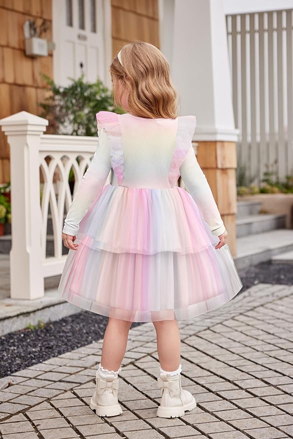 Arshiner Toddler Dress Baby Girls Tutu Tiered Formal Party Sequin Tulle Dresses Fall Winter Clothes for 1-6 Years
