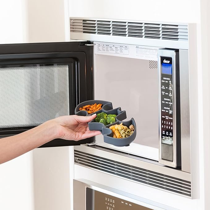 Bumkins Toddler and Baby Suction Plate, Silicone Grip Dish, Babies and Kids, Baby Led Weaning, Children Feeding Supplies, Non Skid Sticky Bottom, Platinum Silicone, Ages 6 Months Up, Batman Gray