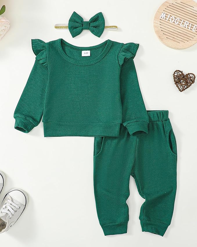 Mioglrie Baby Girl Clothes Infant Toddler Girls Fall Winter Outfits Sweatshirts Clothing Set 3 6 12 18 24 Month 2T 3T