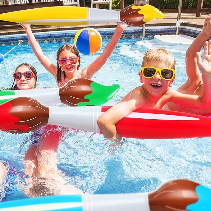 43.3 Inch Giant Inflatable Paint Brushes Large Blow up Colored Paintbrushes Set Art Paint Brushes for Kids Summer Birthday Party Favor Decoration Back to School Classroom, 4 Color