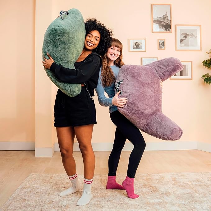 Nestl Fur Reading Pillow, Stylish Back Pillow for Bed Sitting Up, Faux Fur Bed Chair Pillow with Arms, Reading Pillows for Sitting in Bed Adult & Kids, Back Support Pillow for Bed Rest - Peach Beige