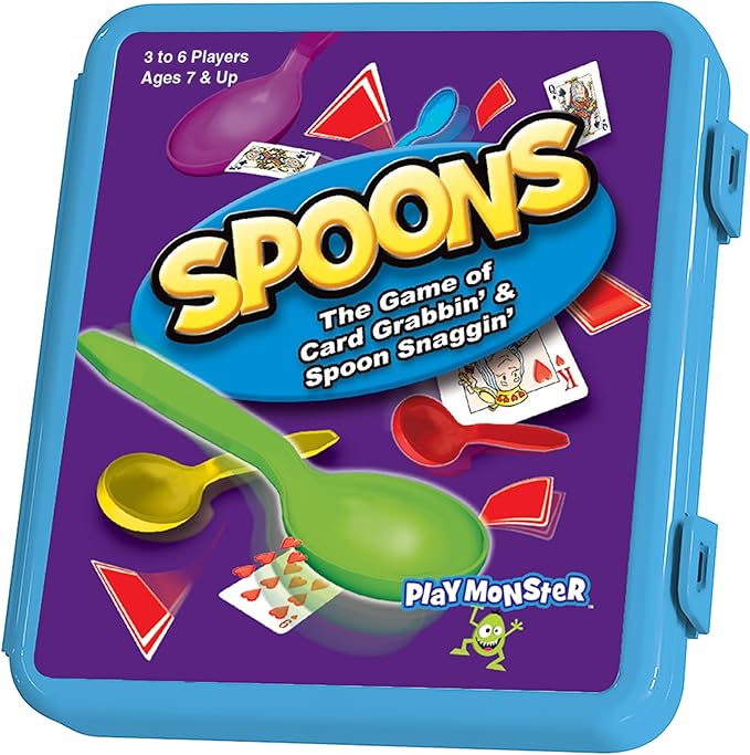 Spoons in a Case, Card Games for Kids - Spoons Game, Deck of Cards, Fun Family Games for Kids and Adults, Playing Cards, Game Night, Travel Games, 3-6 Multi-Player Card Game, Games for Adults, Ages 7+