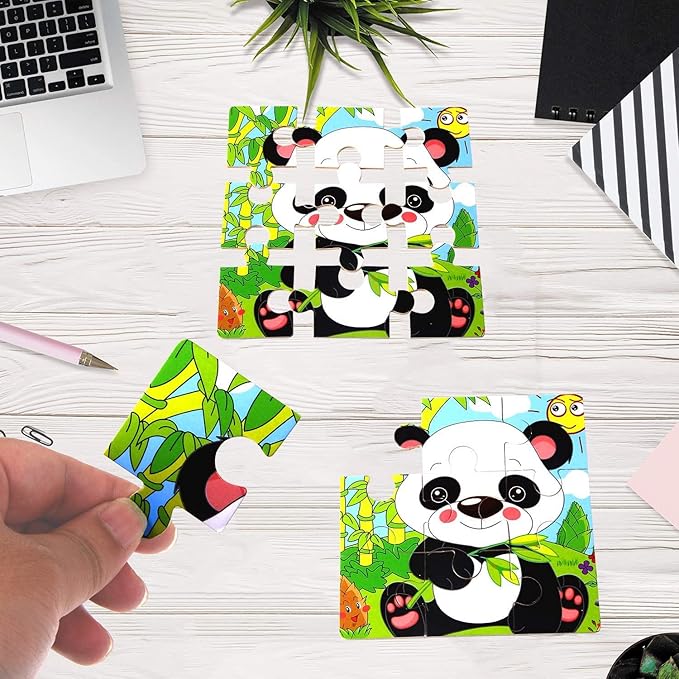 SANNIX 12 Pack Jigsaw Puzzles for Toddlers Wooden Animals Jigsaw Puzzles 9 pcs with 12 Organize Bags for Kids Ages 2 3 4 5 Preschool Educational Puzzles Learning Travel Toys for Boys and Girls