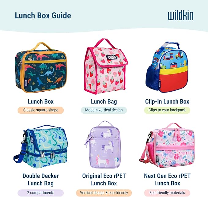 Wildkin Kids Insulated Lunch Box Bag for Boys & Girls, Reusable Kids Lunch Box is Perfect for Early Elementary Daycare School Travel, Ideal for Hot or Cold Snacks & Bento Boxes (Party Animals)